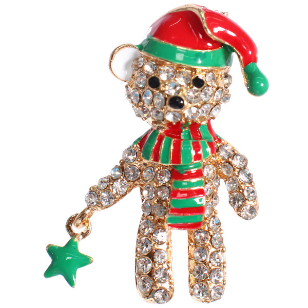 Брошь "Новогодняя Коллекция- Очаровательный Мишутка" 4*2,5 см