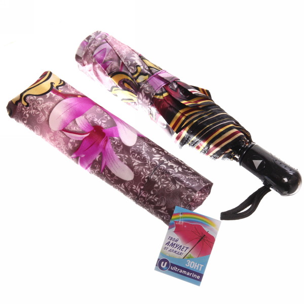 Зонт женский полуавтомат "Ultramarine - Венера", микс 6 цветов, 8 спиц, d-100см, длина в слож. виде 28см, голубые цветы