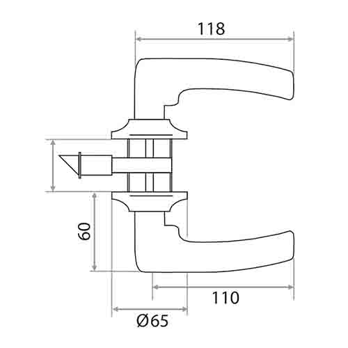 Ручка защелка ЗВ6-03 с фиксатором универсальная Trodos, бронза, 1/24