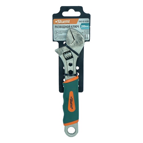 Ключ разводной усиленный 200 мм ширина захвата 20 мм STURM 1045-02-A200