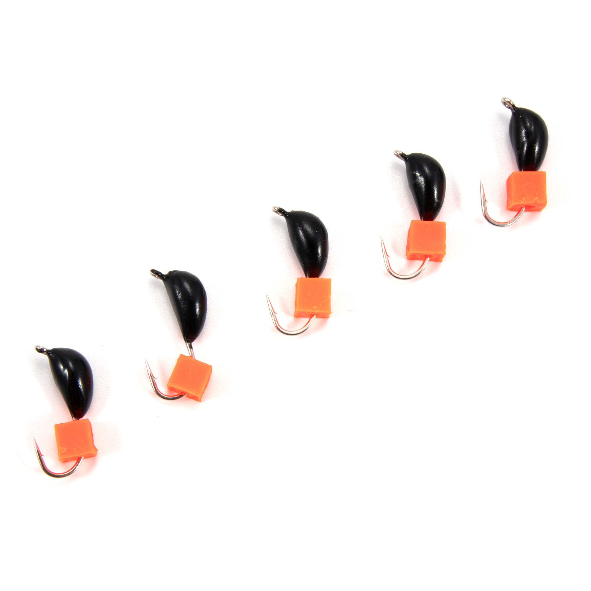 Мормышка безнасад. ЯМАН "Банан" черный, d-3,5 мм, вес 0,7 г, ядреный кубик красный (уп. 5 шт.)