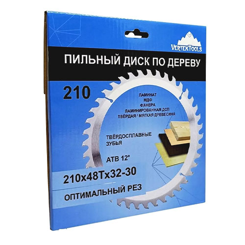 Диск пильный  по дереву, 210х48Тх32-30 vertextools 210-48-32