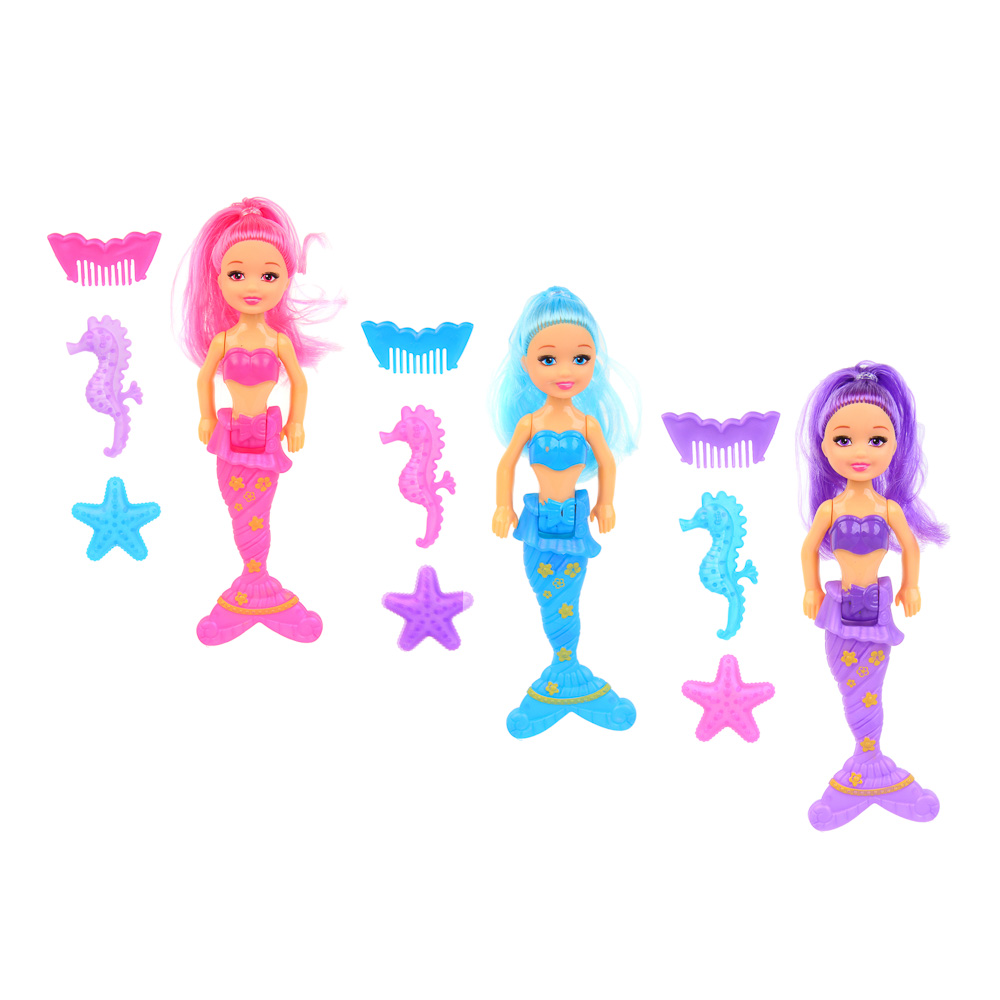 ИГРОЛЕНД Набор игровой Мини-кукла морская с аксессуарами, пластик, 14х24х3см