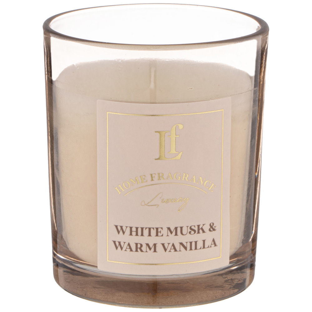 Свеча ароматизированная в стакане "WHITE MUSK & WARM VANILLA" 6*7,5 см