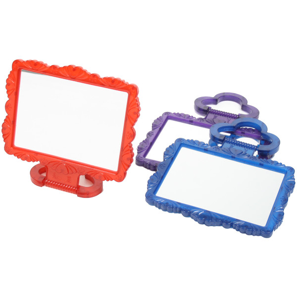 Зеркало настольное в пластиковой оправе "Резная окантовка" прямоугольник, подвесное 15*12,5см (Стикер на минивложение 25шт)