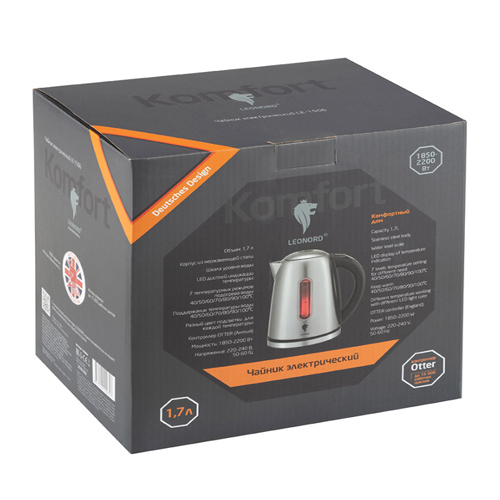 Чайник электрический Leonor LE-1506, 1,7 л, стальной