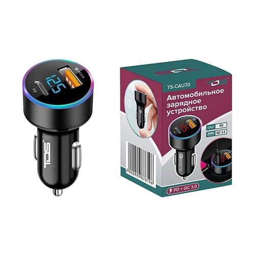 Зарядное устройство авто USB TDS TS-CAU70 (QC3.0 + PD20W,3000mA) Зарядное устройство авто USB TDS TS-CAU70 (QC3.0 + PD20W,3000mA)