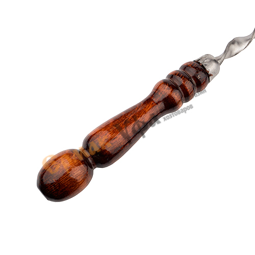 Шампур из нерж. стали  400х12х3 мм. с дер.ручка (заклепка)	 Узбекистан (5/50)