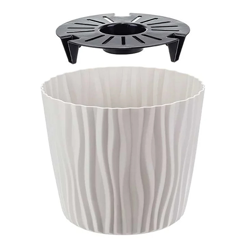 Горшок для цветов Волна d-200мм 4л с вкладышем (кремовый) (1/16)