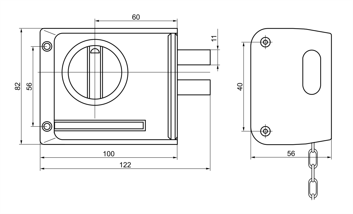 Рязань ЗНД-1АК  полимер Левый с/цепоч 86600 Замок накладной (20)