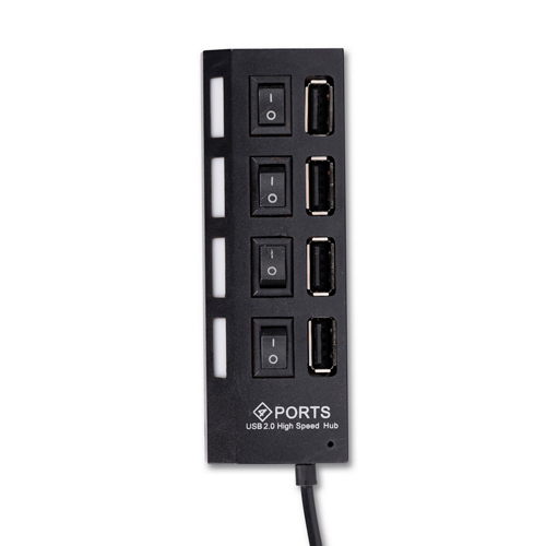 USB 2.0 хаб с выключателями, 4 порта, СуперЭконом, черный, SBHA-7204-B