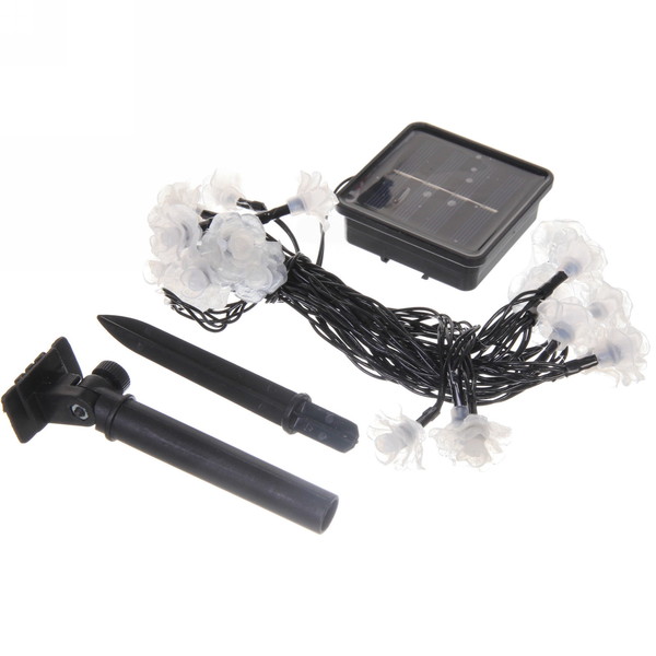 Гирлянда для улицы "Нежный цветок" 3 м 20 ламп LED чёрный провод, 2 реж.,IP-55, Теплый белый (солнечная батарея)