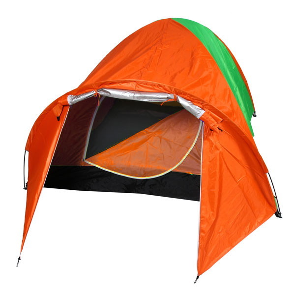 Палатка туристическая Кама-3 двухслойная, (200+80)*210*130 см, цвет оранжево-зеленый