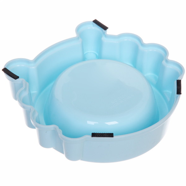 Миска пластиковая с металлической чашкой "Колор-Лягушка" 20*5см цвет нежно-голубой/250мл