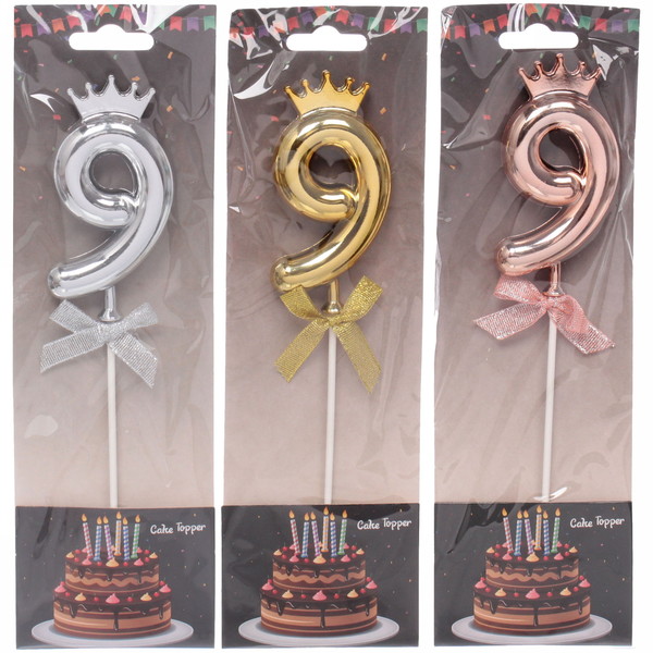 Топпер Цифра Королевский вечер "9" 22 см, микс