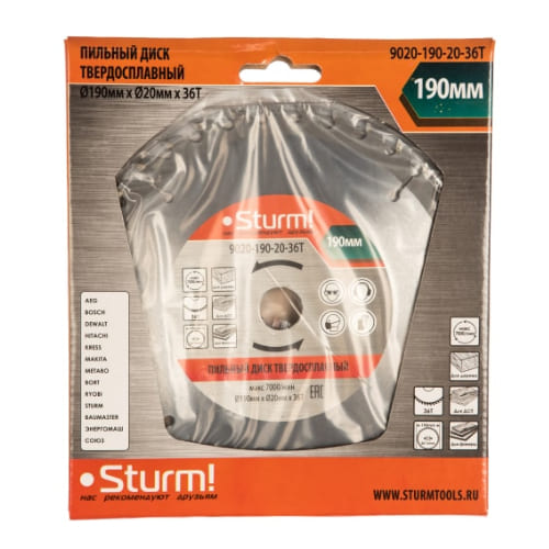 Диск пильный 190*20/16*36T STURM 9020-190-20-36T