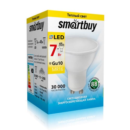 Светодиодная (LED) Лампа Smartbuy-Gu10-07W/3000