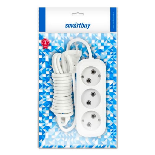 Удлинитель Smartbuy, 3 гнезда 10 метров 10А/2,2кВт без заземления ПВС 2х1,0 (SBE-10-3-10-N)/30
