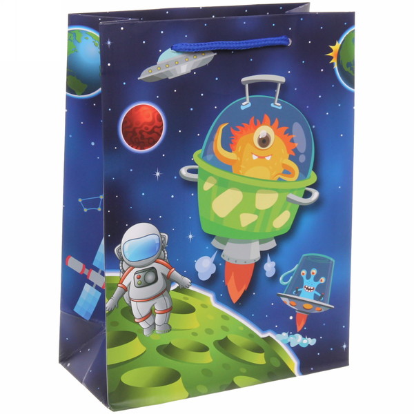 Пакет подарочный "Космос" 18*24*8,5 см