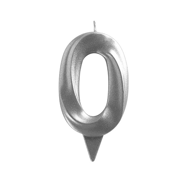 Свеча для торта "Грань" цифра 0 (хром), 8,7х4,3х1,2 см. 