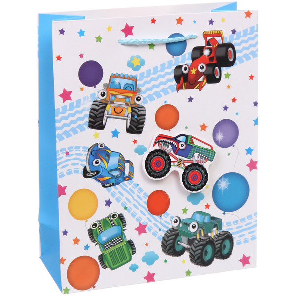 Пакет подарочный "Машинки" 18*23*8 см, микс