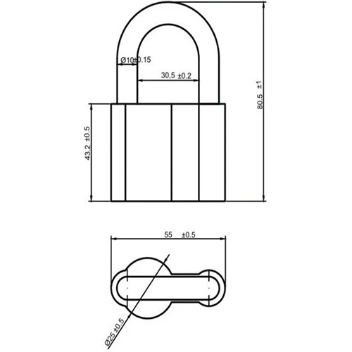 Замок навесной Vrata BC-AL-2-60 алюминий, шагрень серый