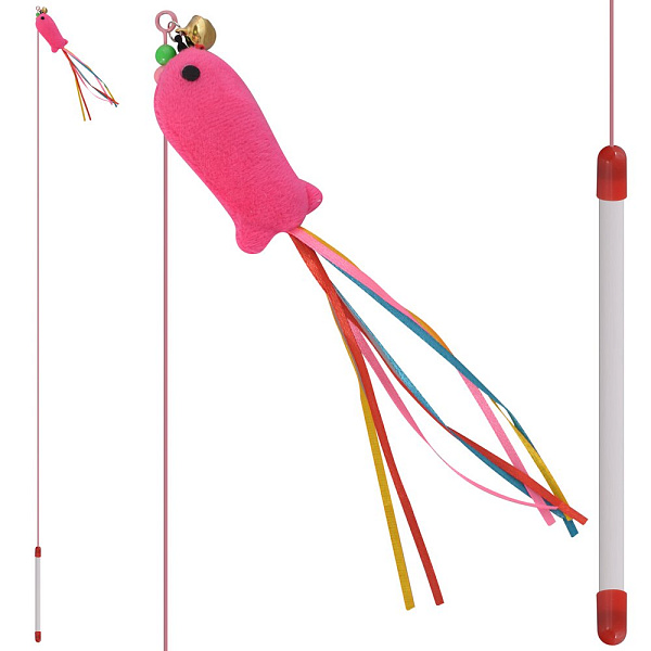 Игрушка-удочка для животных "Рыбка". Общая длина 110 см. 