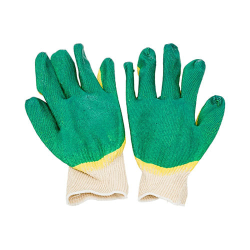 Перчатки х/б двойной латекс желто-зеленые, 10/300