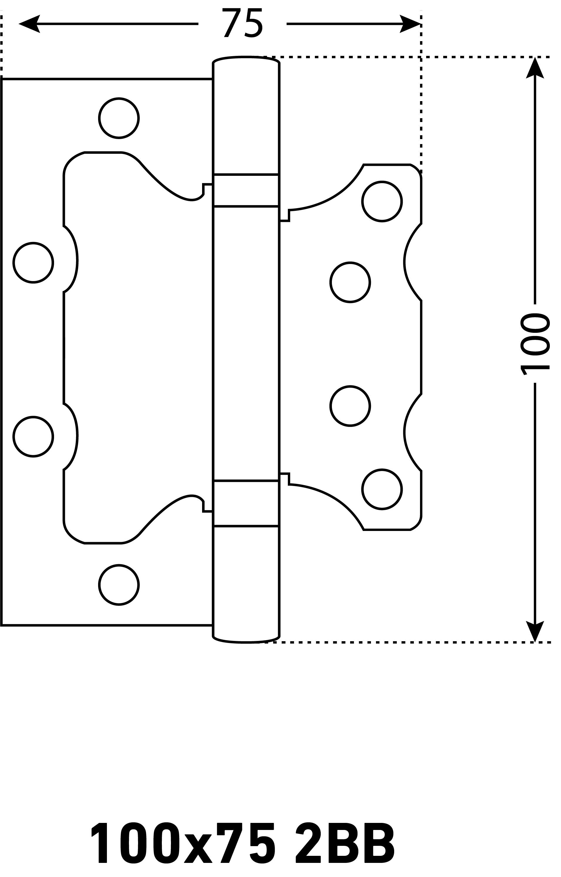АЛЛЮР 100х75 2BB SCP БЛИСТЕР 2,5мм мат.хром Петля накладная без врезки 2 шт (50,25)