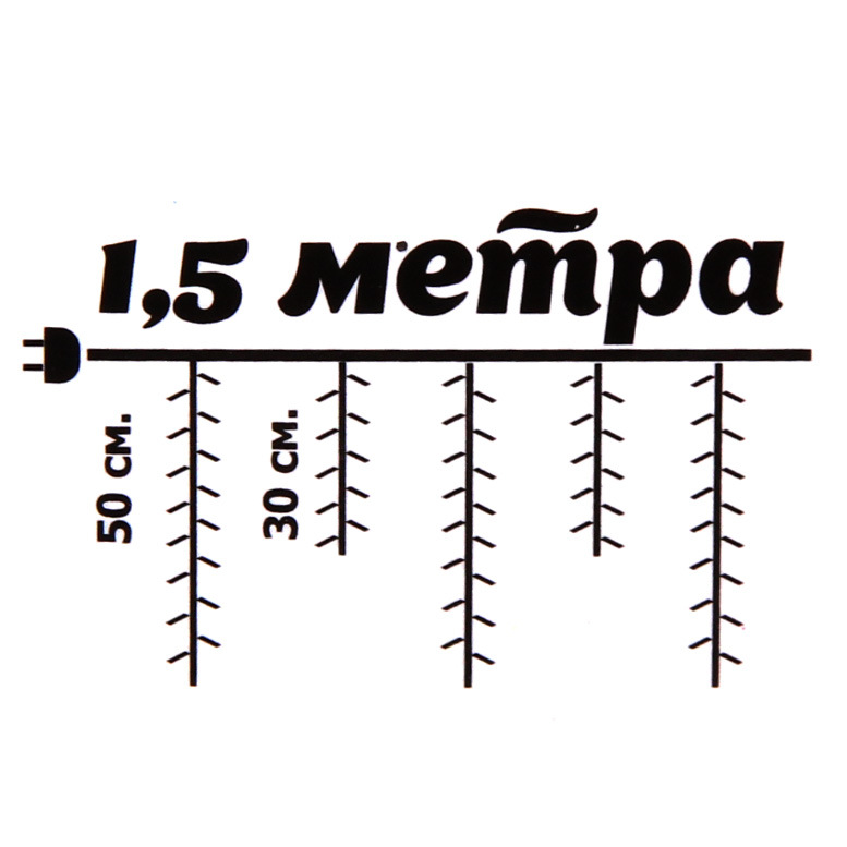 Гирлянда для дома БАХРОМА "Мерцание" ш1,5м* в30/50 см 48 ламп LED, прозрачн.пров, авторежим, IP-20, Теплый белый/Белое мерцание