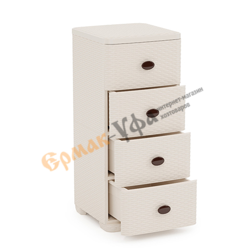 Комод 4-х секц Плетёнка, сл. кость, Альтернатива, м2430, 1/1