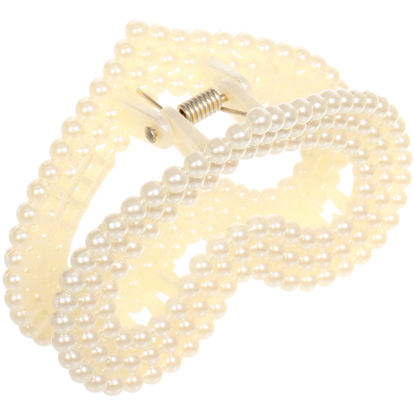 Заколка-краб для волос "Мон Пион", сердце, цвет белый, 7,5см (Блистер)