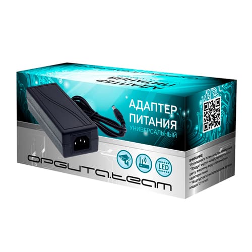 Адаптер питания Орбита OT-APB37, 12 В, 5000 мА, 5.5 мм, 1.2 м, белый