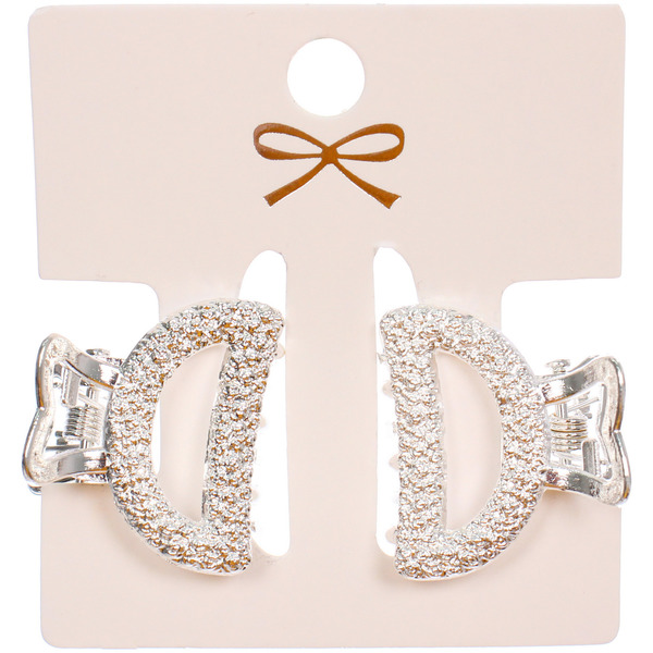 Заколки - крабы для волос на блистере 2шт "КАСКАДА", трапеция, цвет золото и серебро, 2.5*2см (пакет с подвесом)