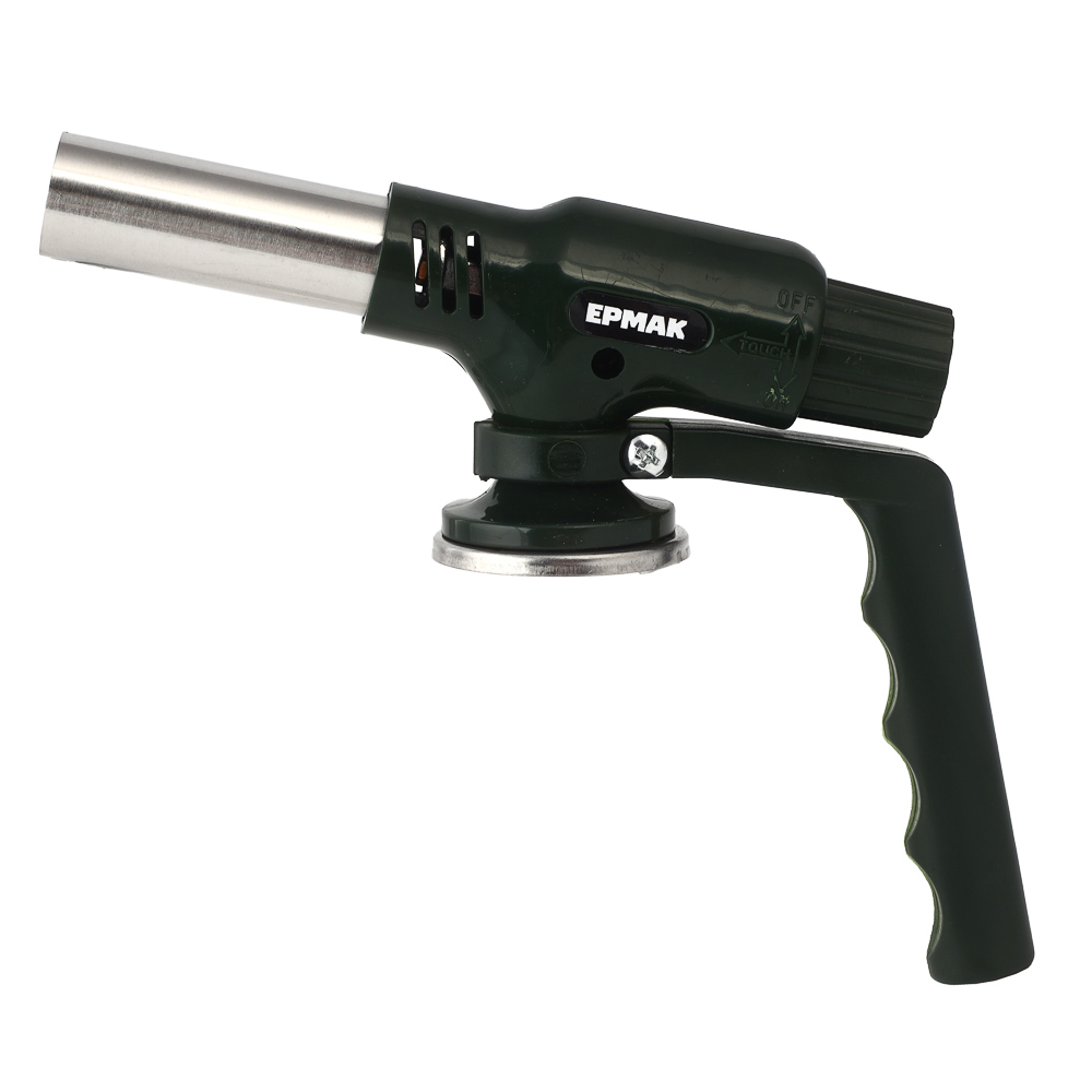 ЕРМАК Горелка газ. с пьезорозжигом, цанговый захват, шир. сопло, с рукоятью; 23х16х5,5см