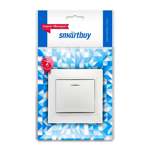 Выключатель 1-клавишный с индикатором 10А белый "Венера" (SBE-01w-10-SW1-1)
