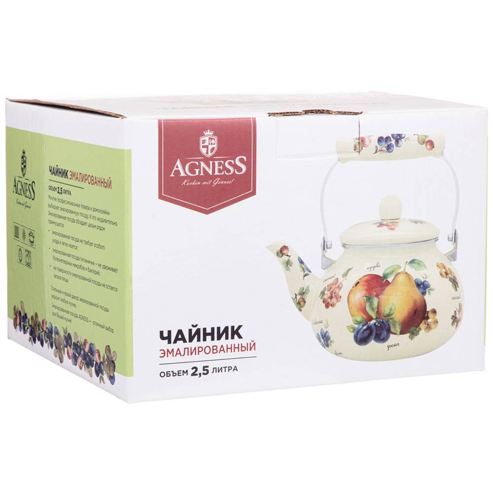 ЧАЙНИК AGNESS ЭМАЛИРОВАННЫЙ, СЕРИЯ, СЕКРЕТНЫЕ ИНГРЕДИЕНТЫ, 2, 5 Л
