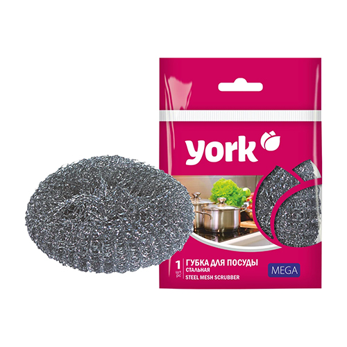 Губка для посуды металл Мега YORK (1/80)