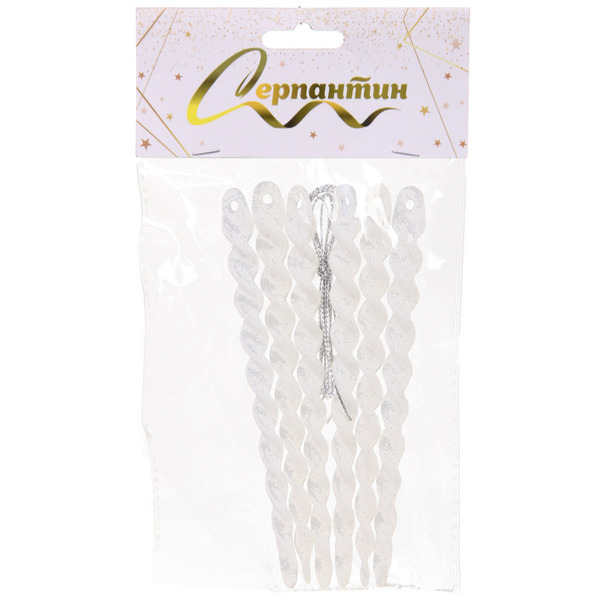 Подвеска "Волшебная сосулька" 13 см (набор 6 шт), Белый