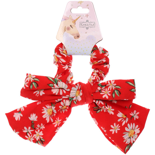 Резинка для волос "ПЕРСЕЯ", ромашки, микс 6 цветов, d-8,5см (подвес Кокетка Единорог)