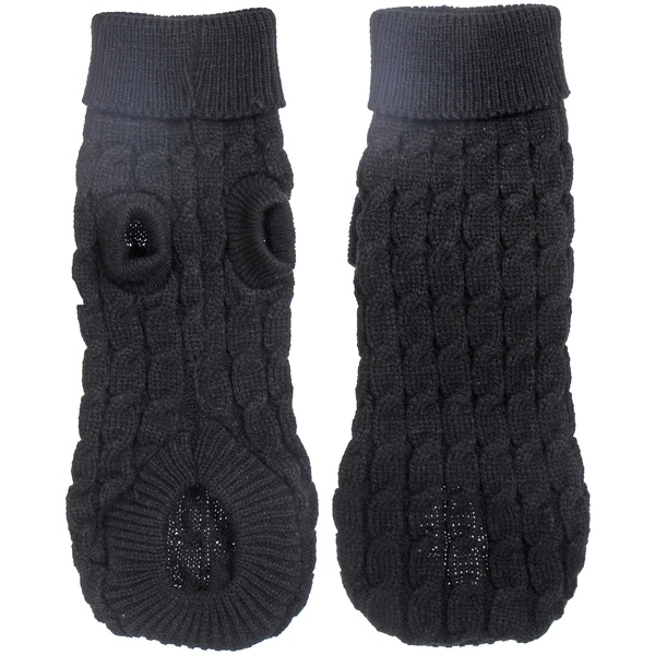 Кофта - свитер для мелких пород собак и кошек "BRO Style", косички, цвет черный, р M