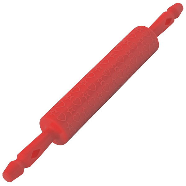 Скалка фигурная "Звездочки-сердечки" раб. часть 22,5см, d5см 