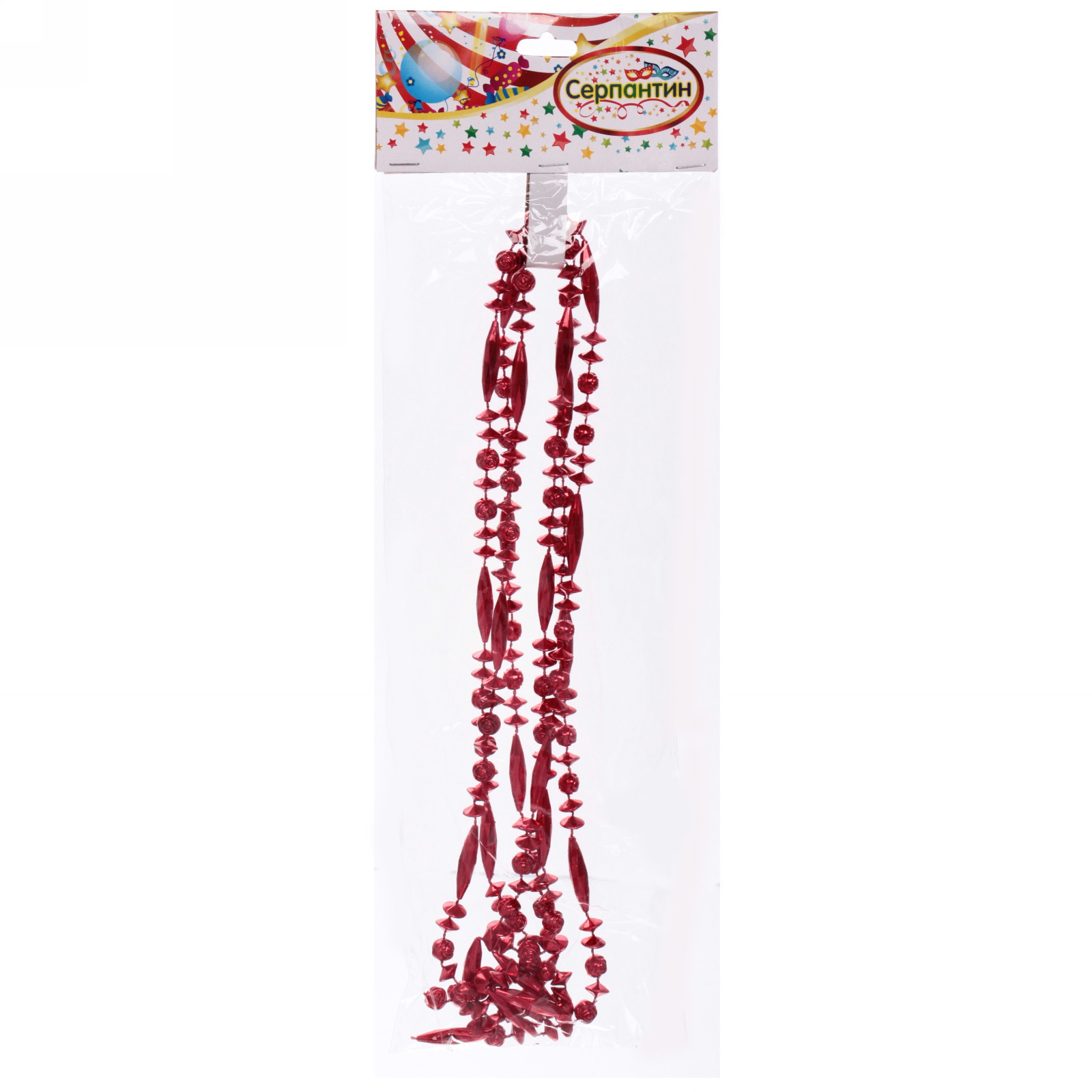 Бусы на ёлку 2м "Бриллианты", Красный