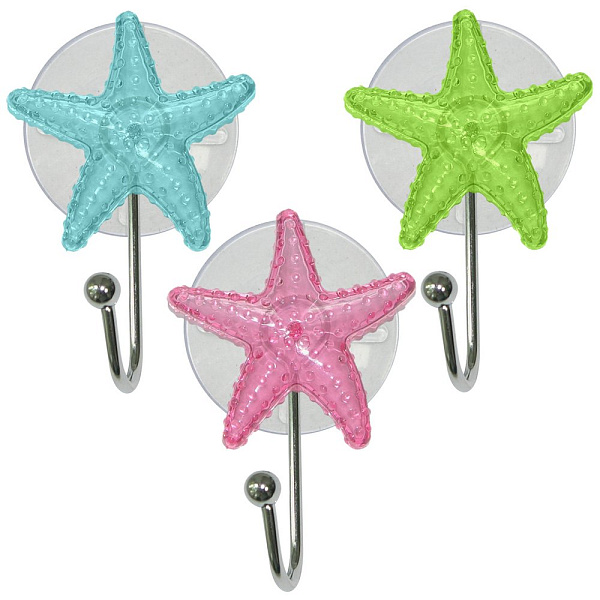 Крючок "Звезда" (на присоске) 3цв.