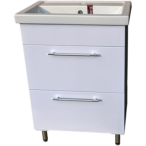 Тумба+Раковина Фостер 500 с 2 ящиками, Белый (1/1)