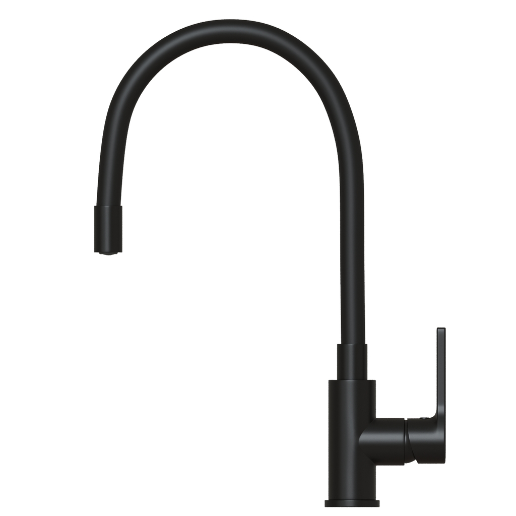 Смеситель для кухни 35k MIXLINE ML23-097 "Round Black" гибкий излив боковая ручка