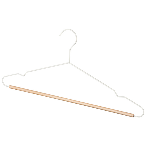 Набор вешалок металлических с деревянной перекладиной "Винтаж", белый, 5 шт