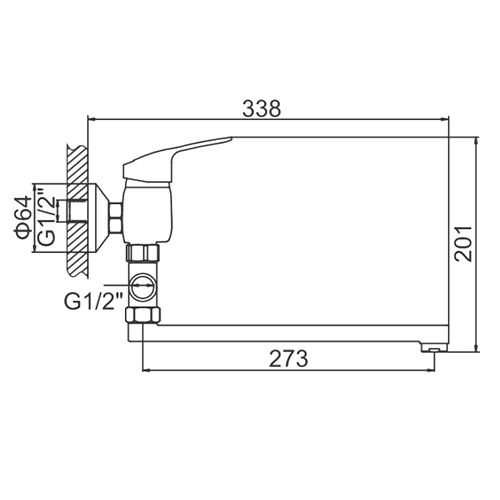 Смеситель для ванны картридж 35 мм длинный излив 30 см Ledeme L2137