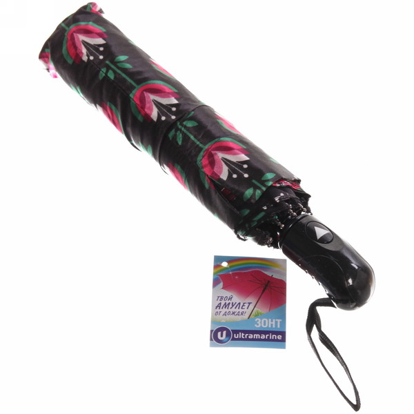 Зонт женский полуавтомат "Ultramarine - Венера", микс 6 цветов, 8 спиц, d-100см, длина в слож. виде 28см, голубые цветы