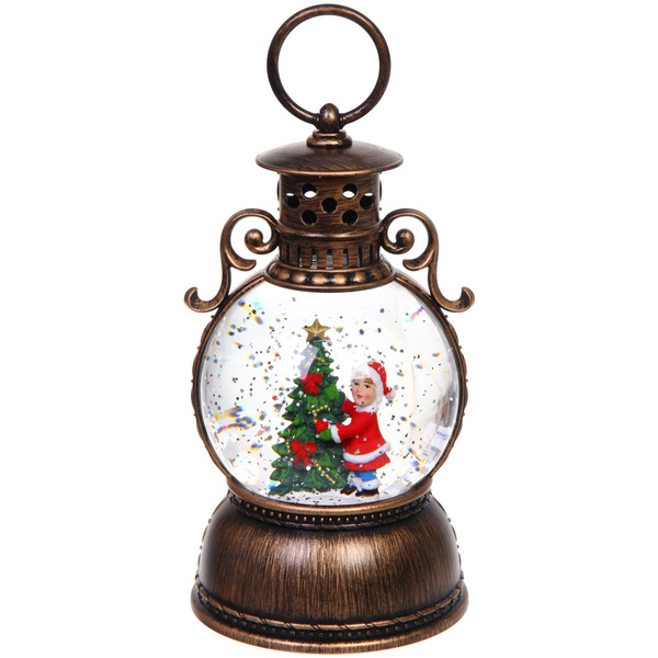 Сувенир с подсветкой "Наряженая елочка" 10,5*10,5*20 см (работает от 3*АА и USB+музыка, подсветка)